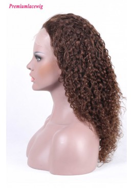 Kinky Curly Silk Base Lace Front Wig Peruvian Hair Color 4 16inch
