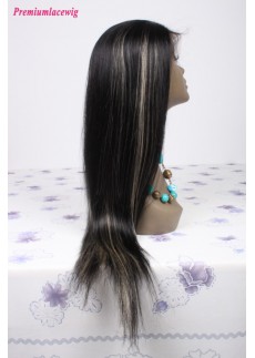 Full Lace Human Hair Wigs Malaysian Virgin Hair Straight Color 1 highlight 613 20inch
