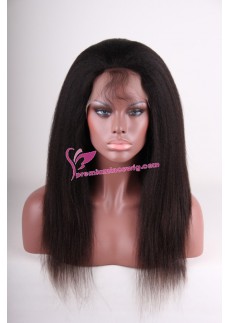 18 inch Kinky straight full lace wigs brazilian hair in 150% density