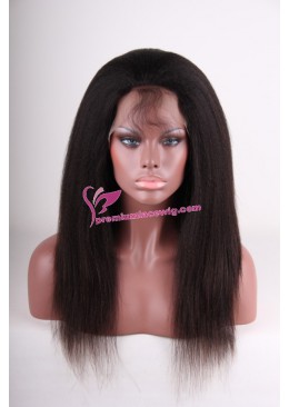 18 inch Kinky straight full lace wigs brazilian hair in 150% density