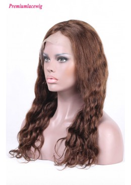 Malaysian Silk Top Lace Front Wig Loose Deep Wave Hair Color 4 16inch