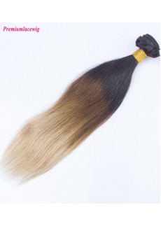 Ombre Three Tone Hair 1B/4/27 Straight Brazilian Human Hair Bundles 16inch