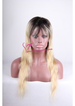 virgin blond root color hair lace wig PWC052