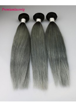 1pc Brazilian Hair Straight Hair Bundles Color 1B-Grey 16inch