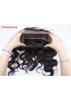 Body Wave 360 Degree Lace Frontal with elastic band Brazilian Hair 16inch