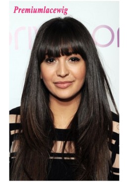 Full Lace Wigs Indian Straight Hair With Bang 20inch 
