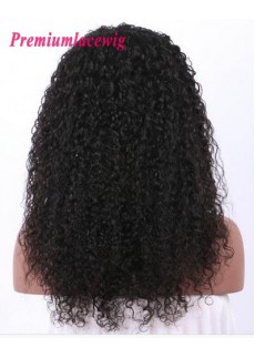 150% Density Kinky Curly Peruvian Hair 360 Lace Frontal Wigs Pre Plucked 18inch
