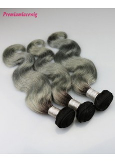 Peruvian Body Wave Hair Bundles 1 Bundle Color 1B-Grey 14inch