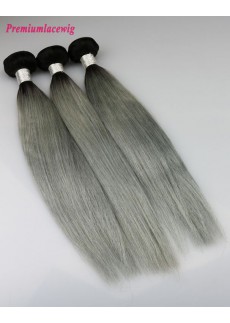 Straight Hair Bundles 1pc Peruvian Hair Color 1B-Grey 16inch