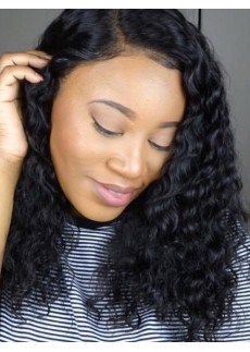 Deep Curly 360 Lace Wig Pre Plucked Brazilian Human Hair 16inch