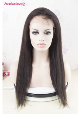 Light Yaki 360 Lace Front Wig Brazilian Hair 16inch Instock