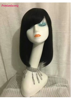 Premium 360 Lace Wig Malaysian Bob Straight Hair 10inch with bang
