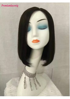 14 inch Bob Side Part Malaysian Straight Human Hair Full Lace Wig