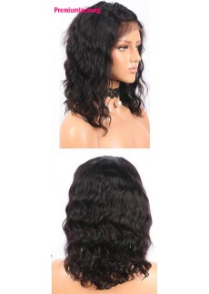 14inch Natural Color Deep Wave Malaysian Human Hair Full Lace Wig