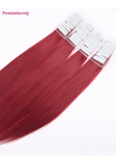 16inch Red Color Peruvian Double Tape in Human Hair Extensions