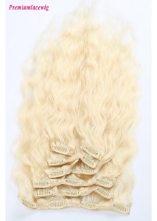 18inch #613 Blonde Body Wave Malaysian Clip in Human Hair Extensions