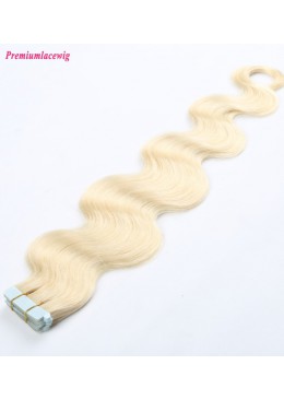 18inch #613 Blonde Body Wave Indian Double Tape in Human Hair Extensions