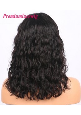 14 inch Full Lace Wig Peruvian Water Wave Human Hair 