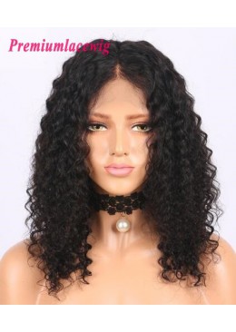 14 inch Indian Full Lace Wig Deep Curly Human Hair Wigs in 150% Density