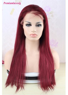 99J Human Hair Full Lace Wig Malaysian Burgundy Straight Virgin Hair 20inch