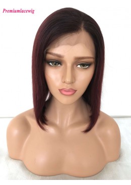 Ombre Burgundy Color 99J Bob Style 14inch Brazilian Hair 360 Lace Wigs