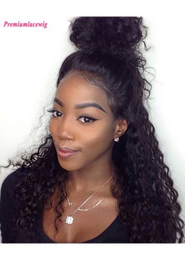 180% Density Pre Plucked Brazilian Virgin Hair Deep curly full lace wigs For Black Women 20inch 