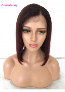 Bob Ombre Burgundy T1B/99J Color Brazilian Human  Straight Hair Wholesale lace front wigs 10inch