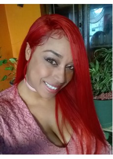 20 inch Red Color Full Lace Wig Straight Brazilian Virgin Hair