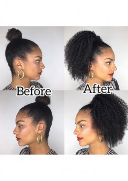 Afro Kinky Curly Ponytail Human Hair Remy Brazilian Drawstring Ponytail