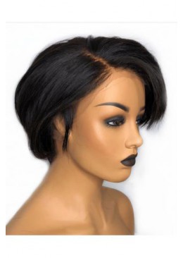 Malaysian Glueless Short Pixie Cut Human Hair Wig Full Lace Wig 12inch