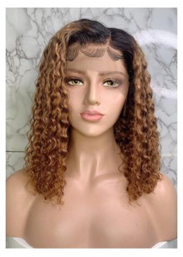 1B 30 Curly Brazilian Remy Hair Lace Wig Ombre Color Full Lace Human Hair Wigs 18inch