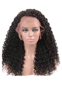 Malaysian Deep Curly Hair 360 Lace Frontal Wigs Pre Plucked 18inch