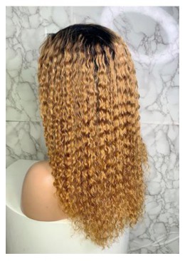 Ombre Color Blonde Jeri Curl Full Lace Human Hair Wig With Baby Hair T1B/27 150% Density 20inch