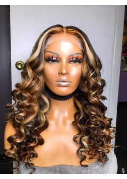 Lace Front Human Hair Wigs Honey Blonde Lace Front Wigs Ombre 18inch 150% Density 