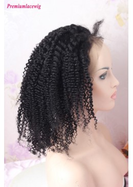 12inch Color 1 Afro Curly Full Lace Wig 200 Density