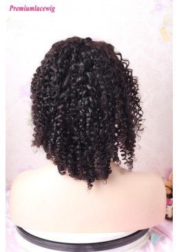 16inch Natural Color Afro Curly Glueless Full Lace Human Hair Wig