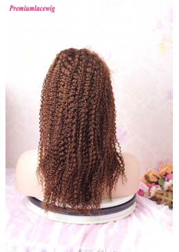Clearance sale 16inch Color 4 Afro Curly Silk Top Gluelss Full Lace Wig 130% Density