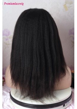 14inch Brazilian Virgin Hair Kinky Straight 13X6 Lace Front Wig 180 Density