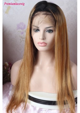 Glueless Full Lace Ombre 1B/27 22inch Straight Human Hair Wig