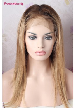 Ombre Color 1B/27 14inch Straight 13x4 Lace Front Human Hair Wig