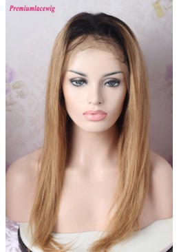 Ombre Color 1B/27 18inch Straight 13x4 Lace Front Human Hair Wig