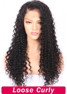 250% Density 20inch 13x4 Lace Front Wig Loose Wavy Curly Human Hair Wigs