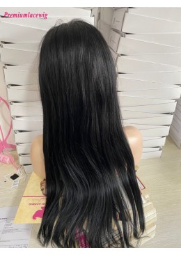 22inch Full Lace Wig Yaki Straight Color 1 Pre Plucked Human Hair Wig Small Cap