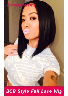 Bob Full Lace Human Hair Wigs Brazilian Natural Color 10inch