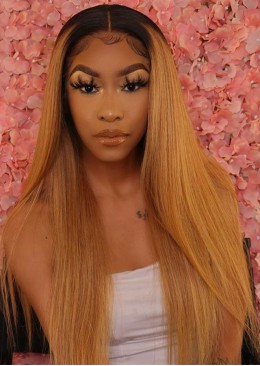 Human Hair Wigs Honey Blonde Ombre 1B/30 Colored Human Hair Wigs 22inch
