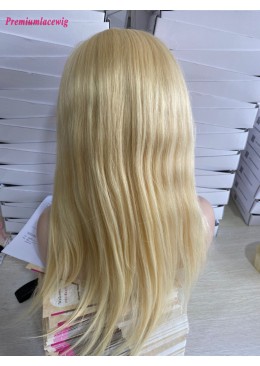 PU Silk Base Brazilian Blonde Lace Front Wig Color 613 Straight 20inch
