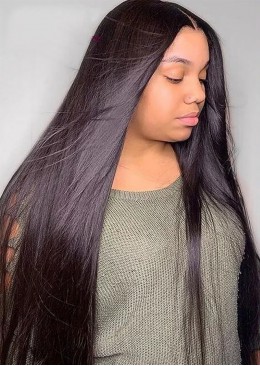 Straight Glueless Lace Front Human Hair Wigs For Black Women Pre Plucked