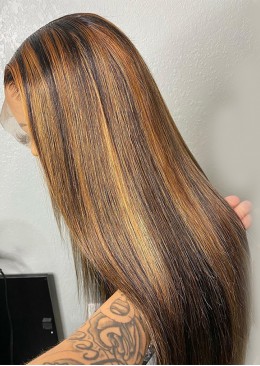 Ombre Piano Highlight Color 1B/30/27 Lace Front Human Hair Wigs 24inch