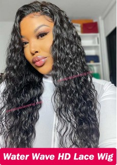 Water Wave Lace Front Wig 20inch Peruvian Virgin Hair Pre Plucked