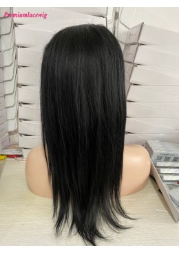 16inch Color 1 Straight  Glueless Full Lace Human Hair Wigs 150% Density 